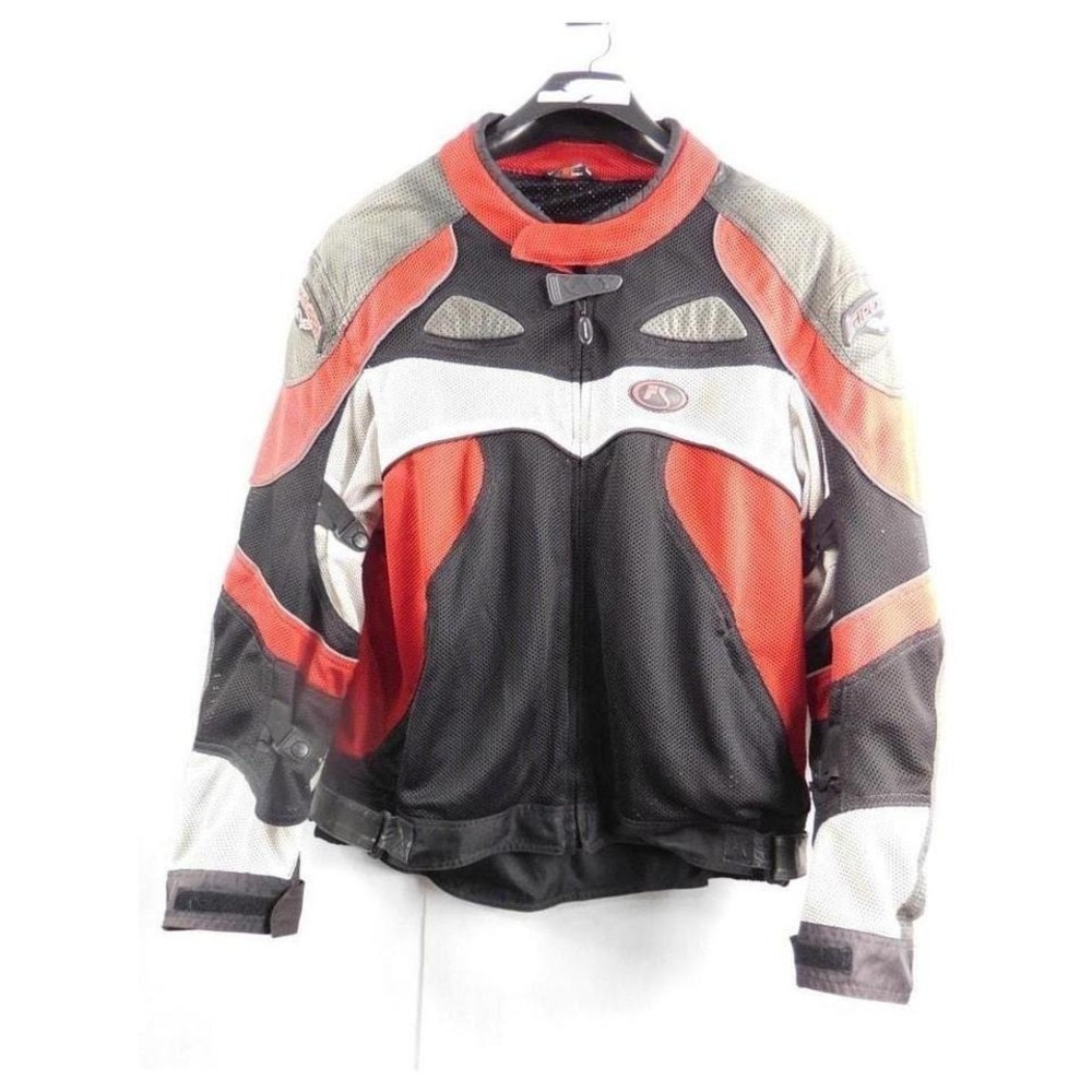 Field Sheer‎ Men's Black White Red & Grey Padded Motorcycle Jacket Sz. 2XL